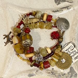 Amber, Agate & Coral Bracelet